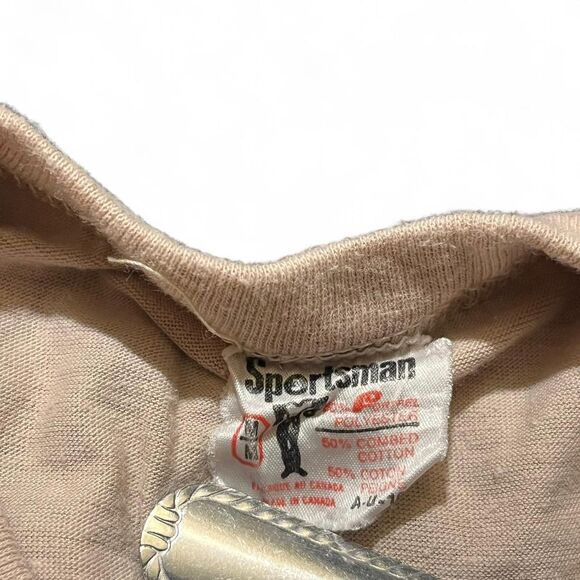 True Vintage Canadian Sportsman Tan Cream T Shirt Sz M Single Stitch - Picture 5 of 5